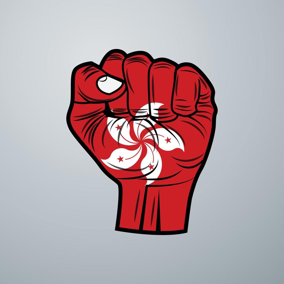 HongKong Flag with Hand Design vector