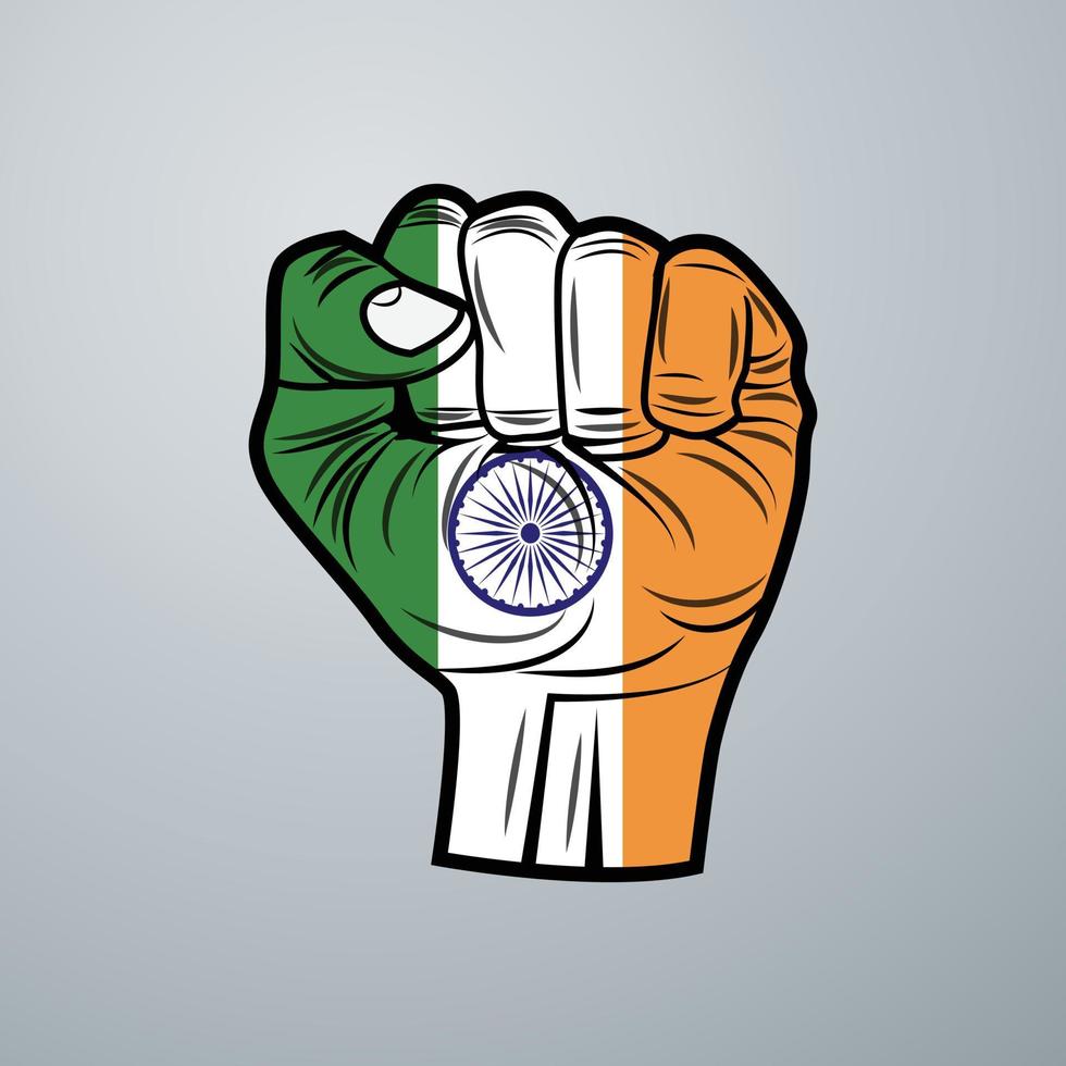 India Flag with Hand Design vector