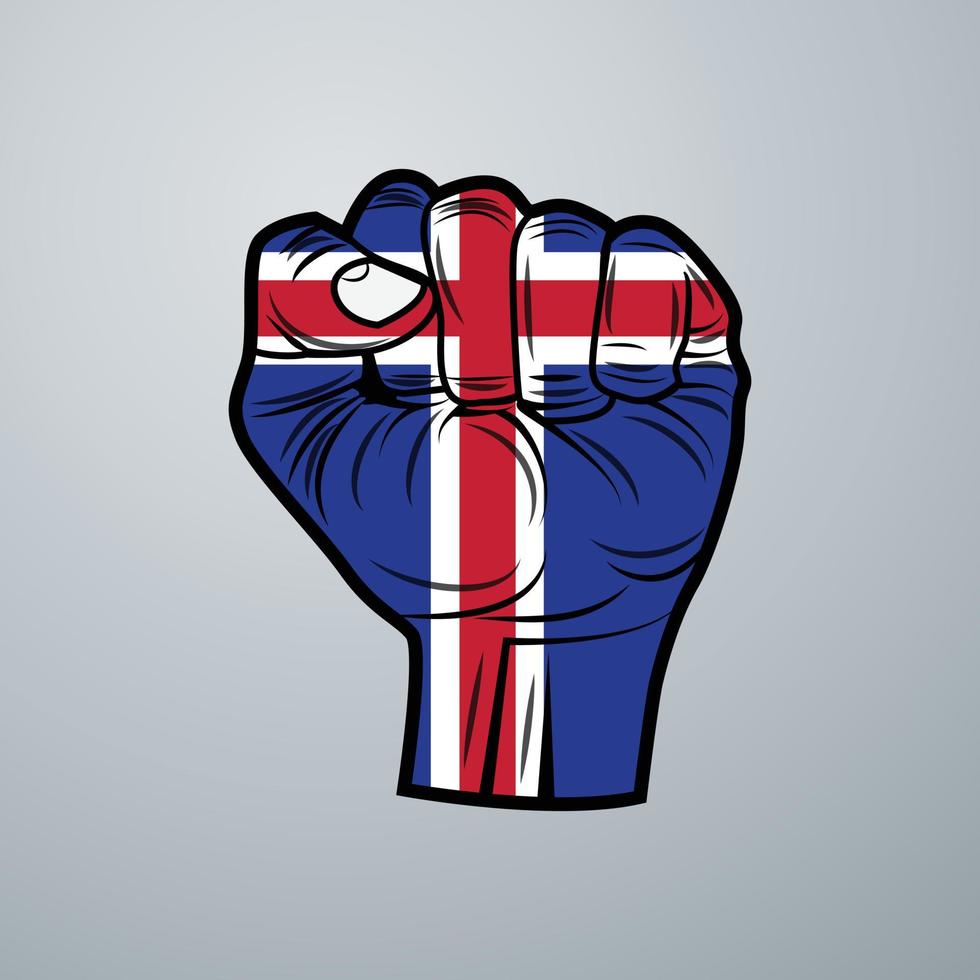 Iceland Flag with Hand Design vector