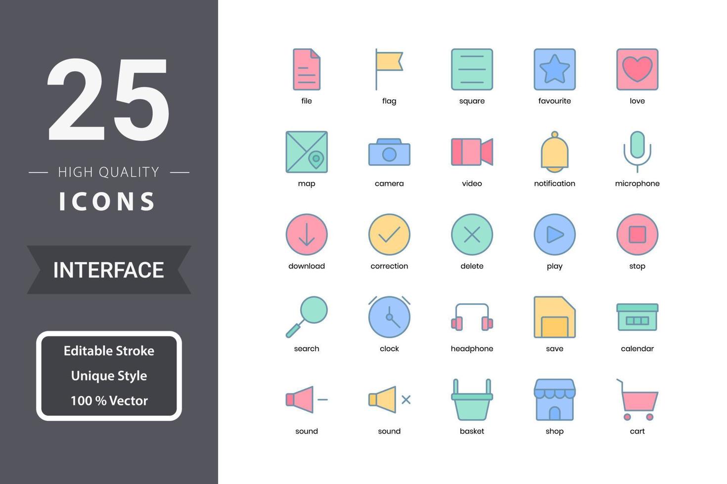 Interface icon pack for your website design, logo, app, UI. Interface icon lineal color design. Vector graphics illustration and editable stroke.