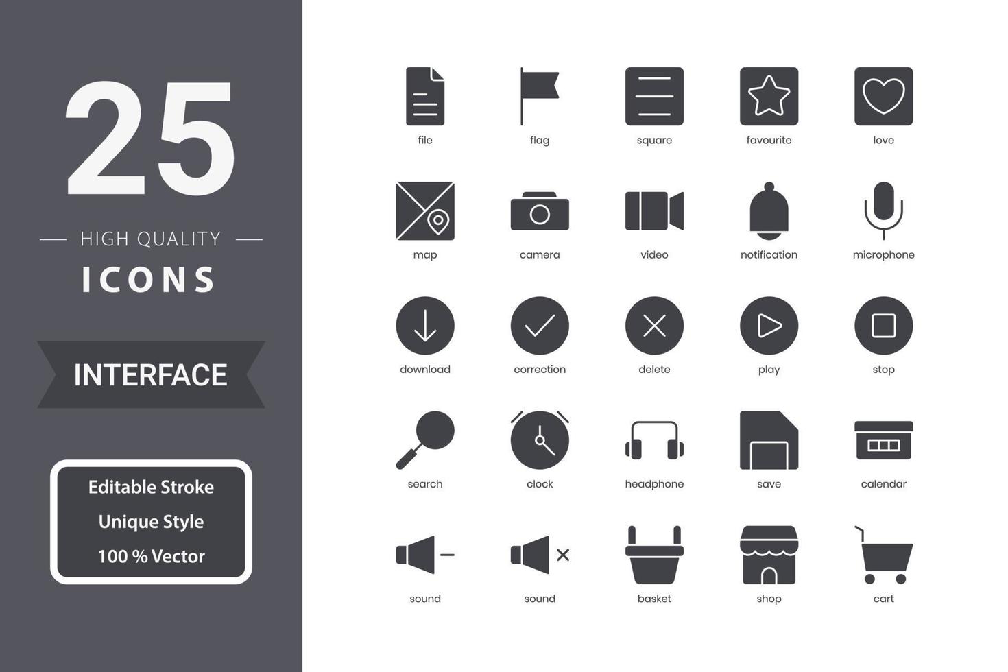 Interface icon pack for your website design, logo, app, UI. Interface icon glyph design. vector