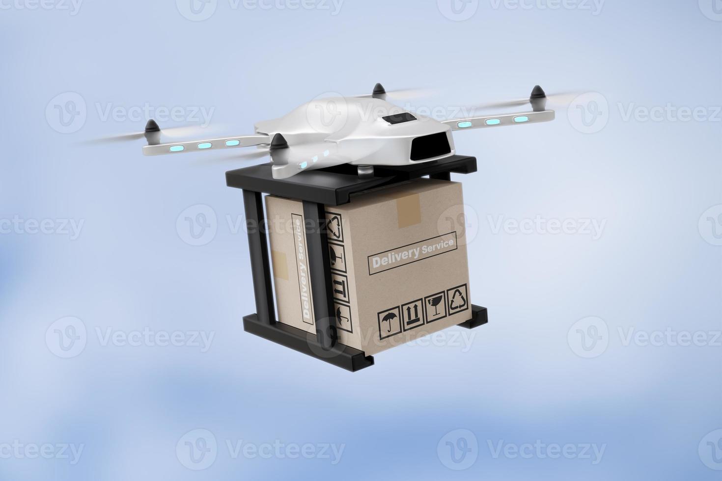 Drone technology engineering device industry flying in industrial logistic export import product home delivery service logistics shipping transport transportation or car auto parts 3D rendering photo