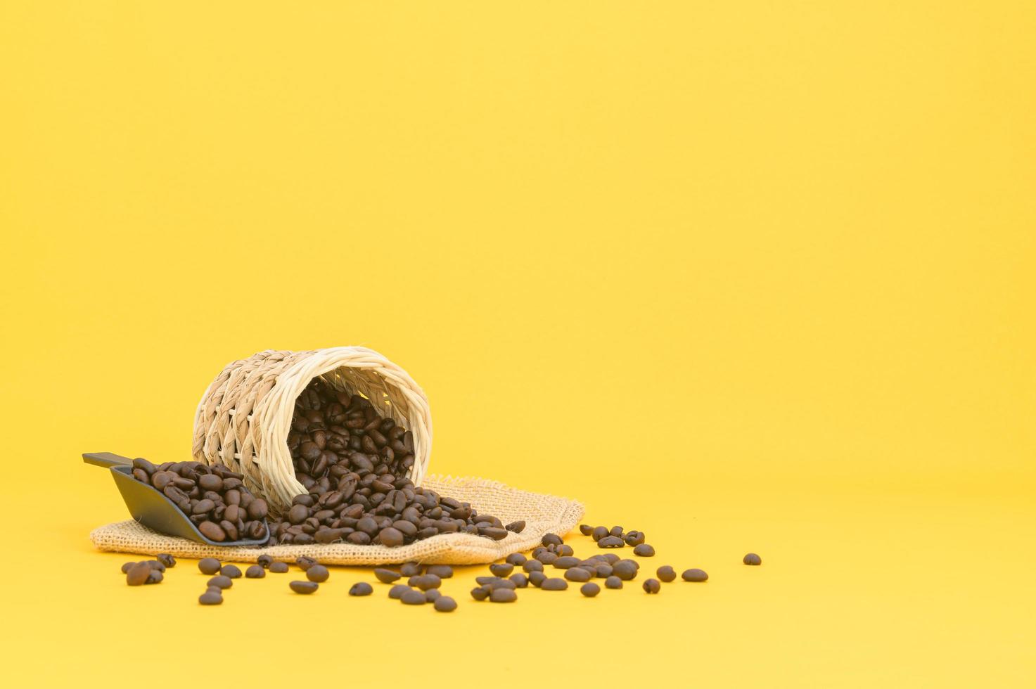 terminal coffee beans yellow background scene photo