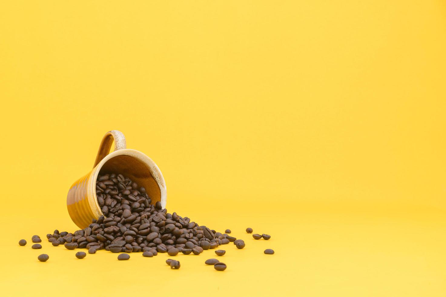 terminal coffee beans yellow background scene photo