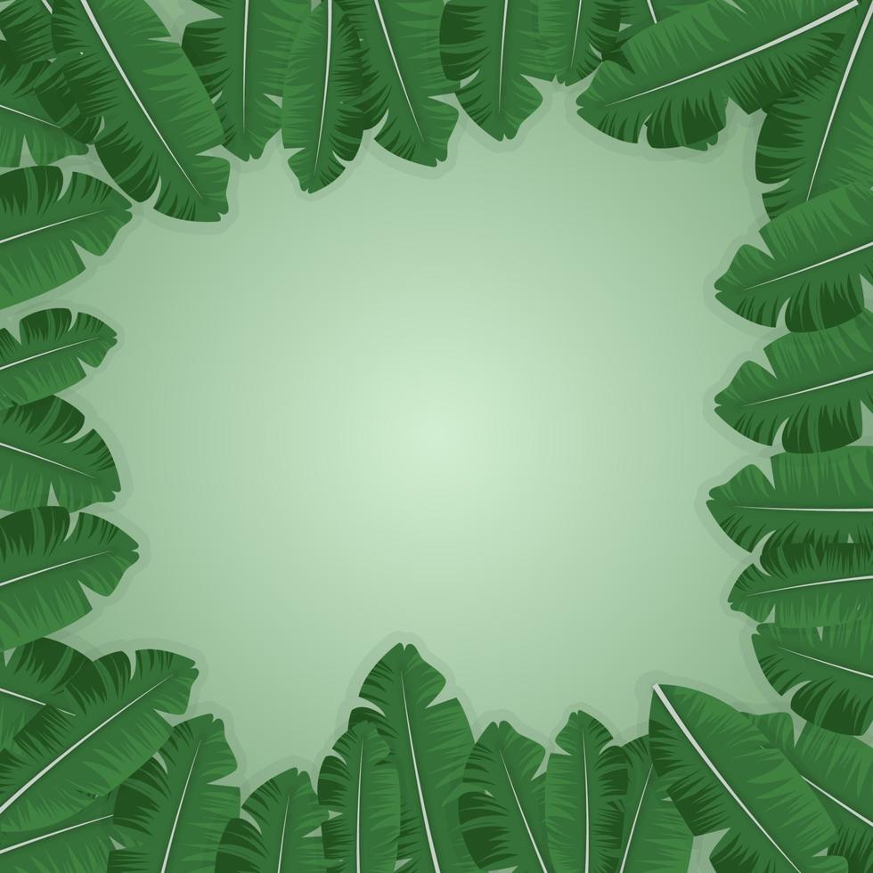 square background surrounded by fresh green leaves and empty vector