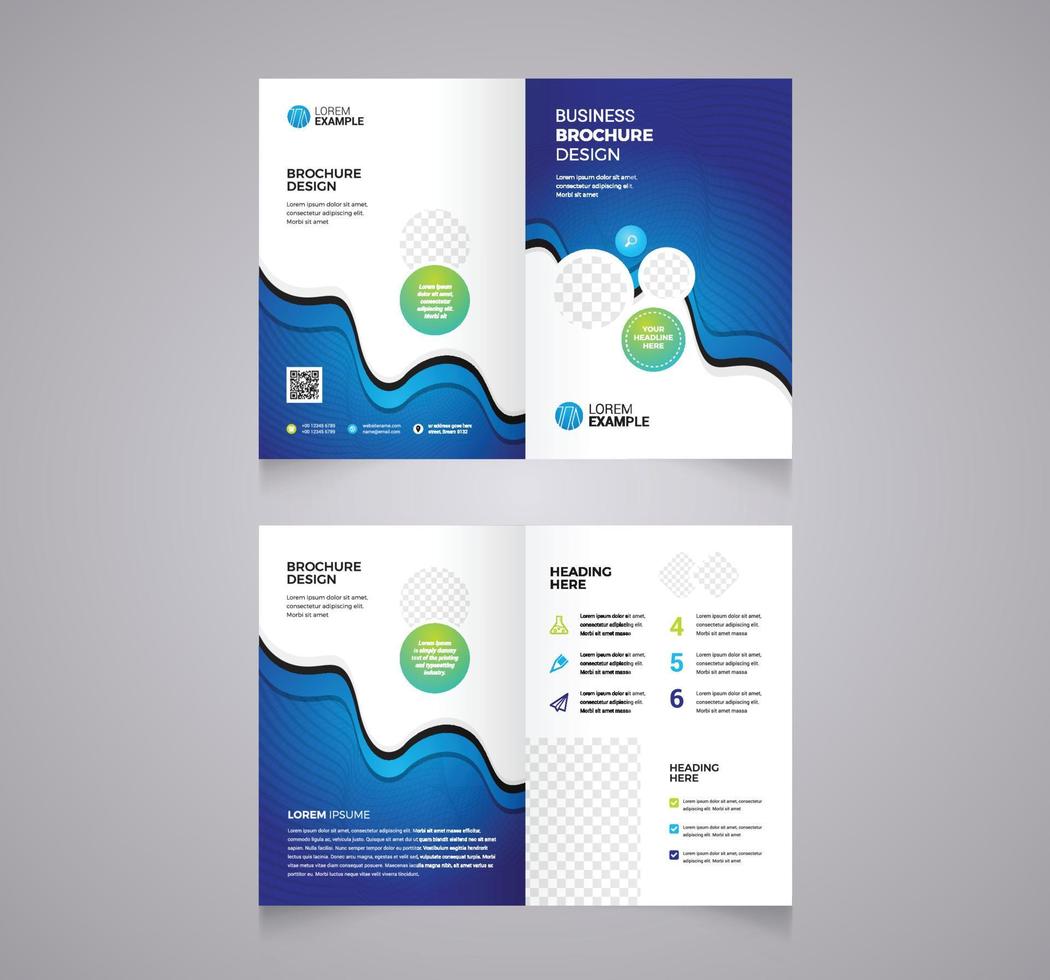 Business bifold brochure template design vector