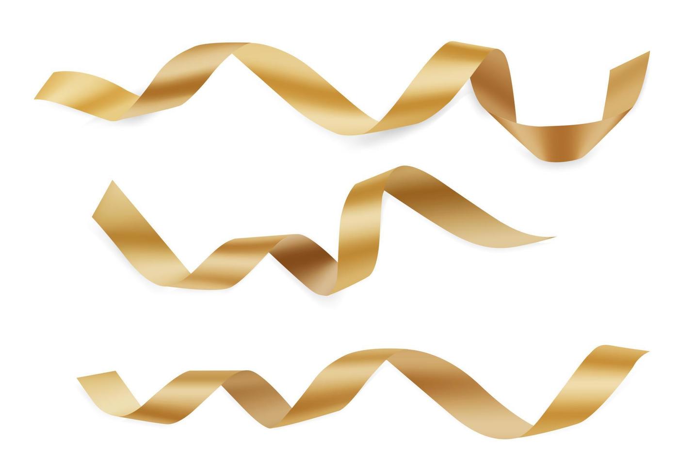 Set of shiny golden ribbons vector