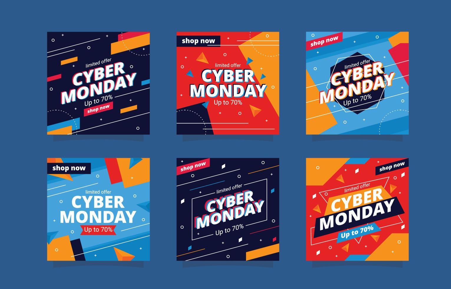 publicación en las redes sociales de compras en línea del cyber monday vector