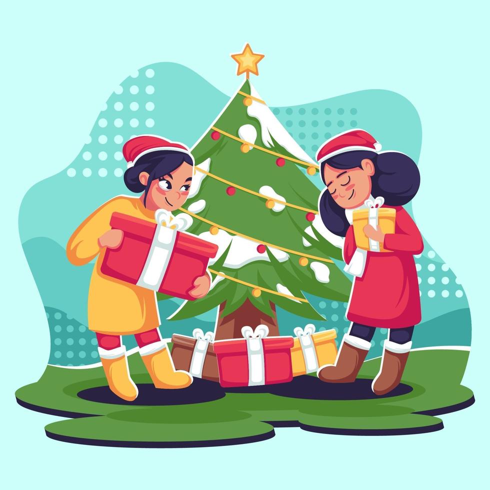 Best Friends Celebrate Christmas vector