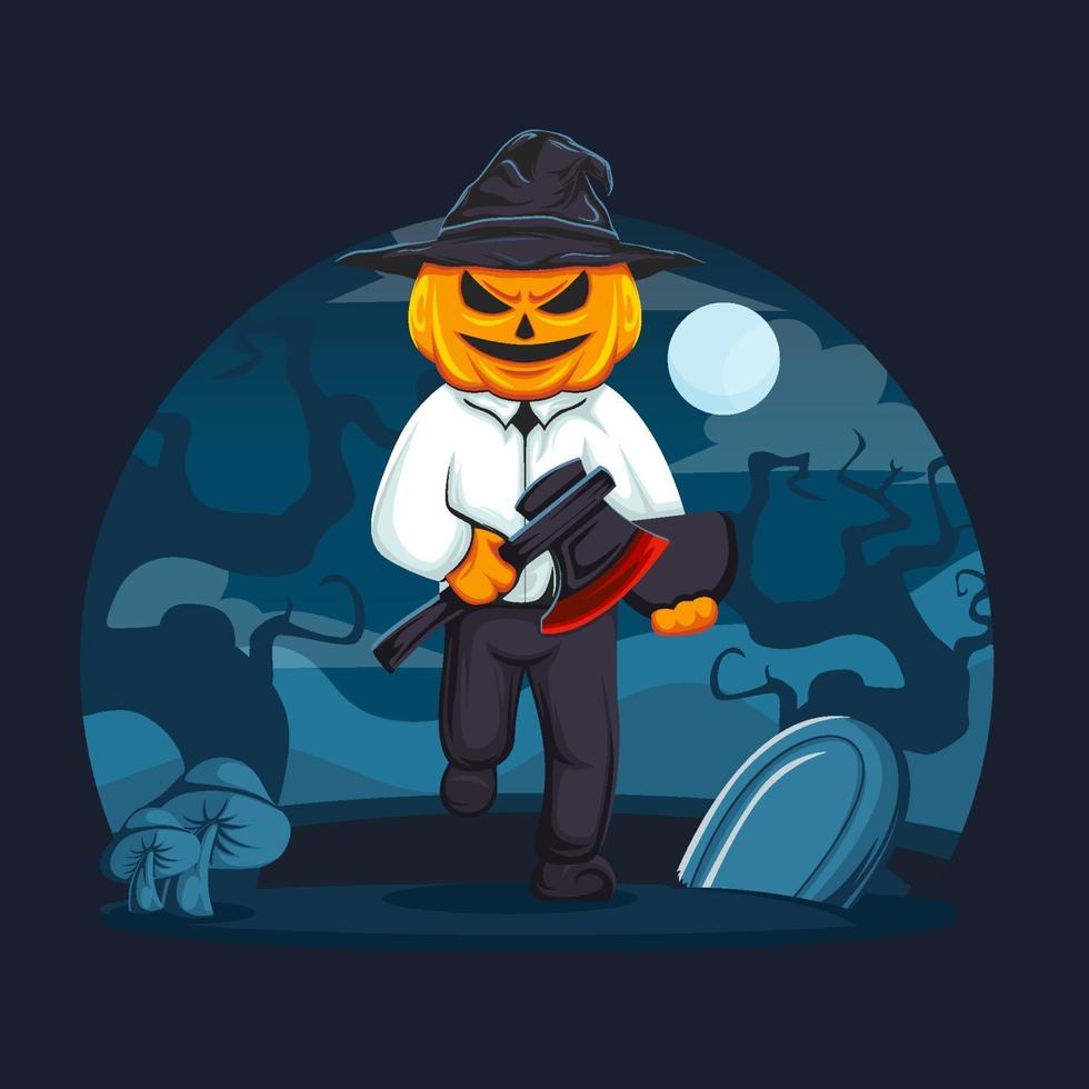 personaje de halloween de jack o lantern vector