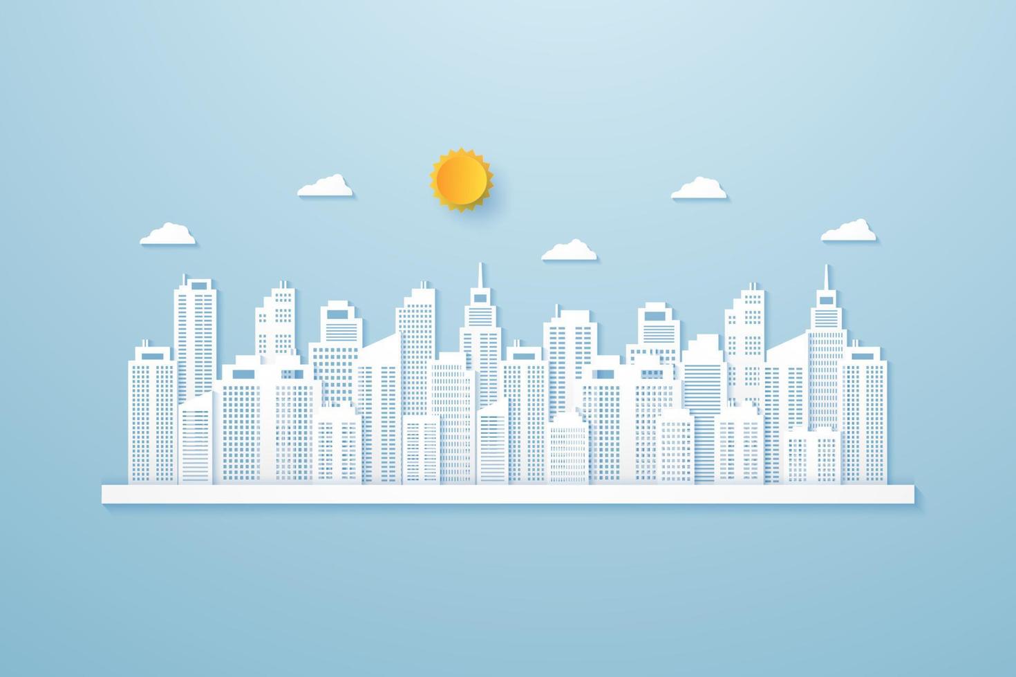 Cityscape, paper building vector