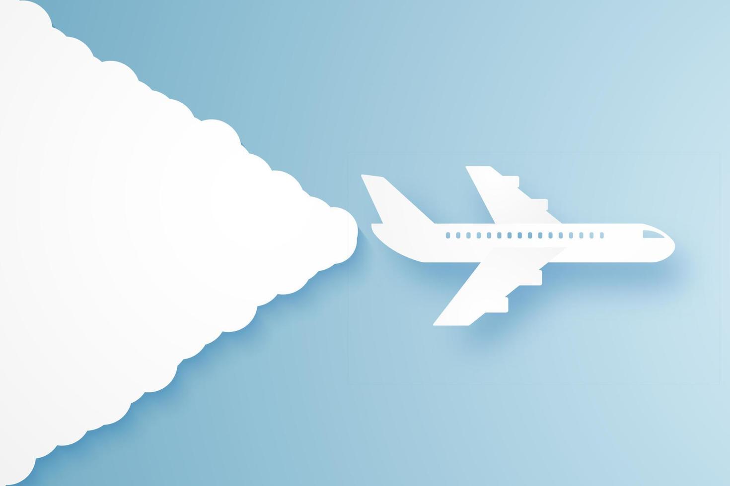 Airplane flying in the sky, paper art style vector