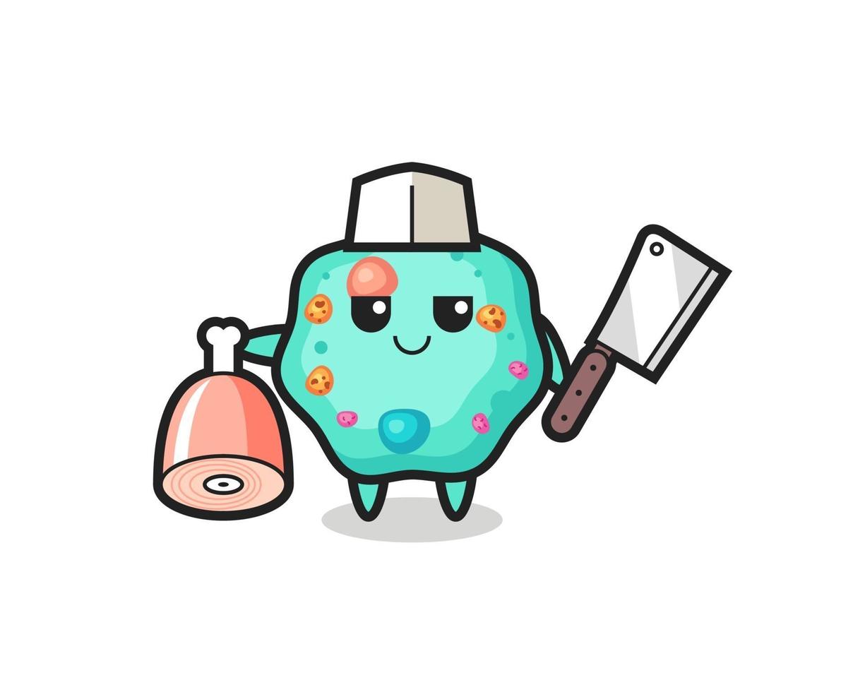 Illustration of amoeba character as a butcher vector