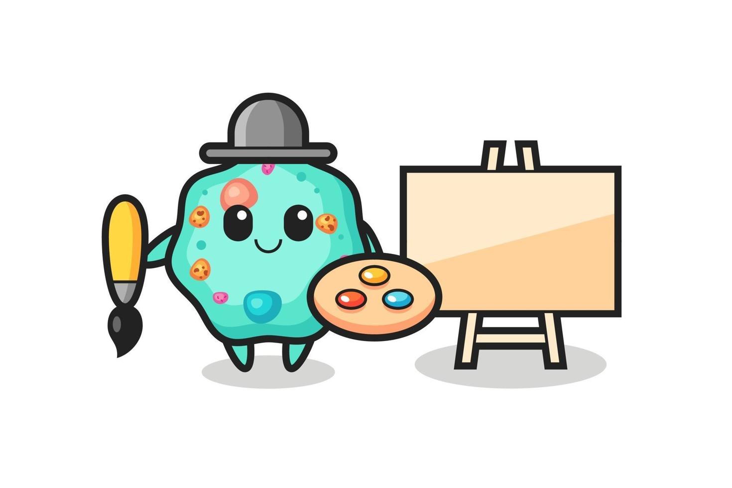 Illustration of amoeba mascot as a painter vector