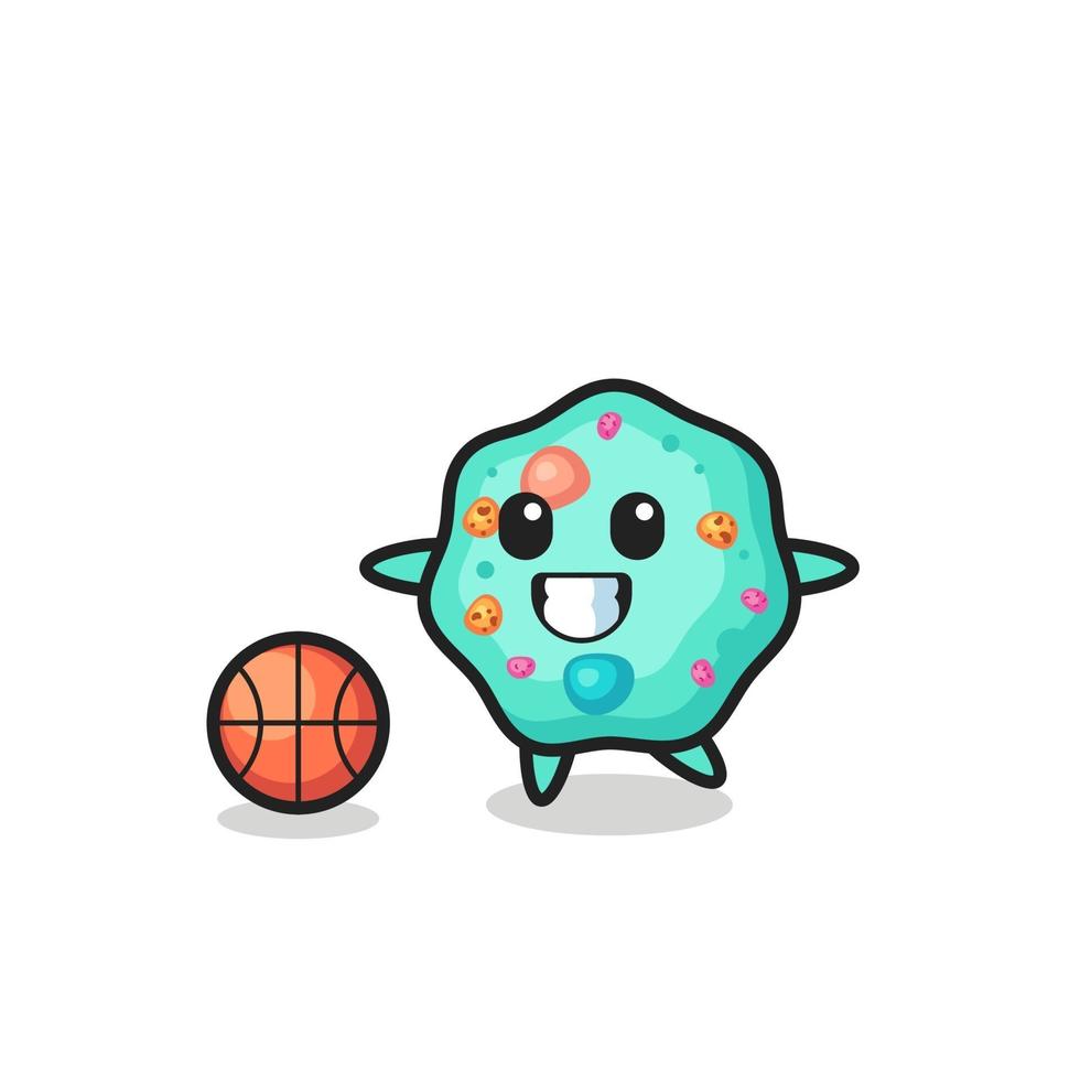 Illustration of amoeba cartoon is playing basketball vector