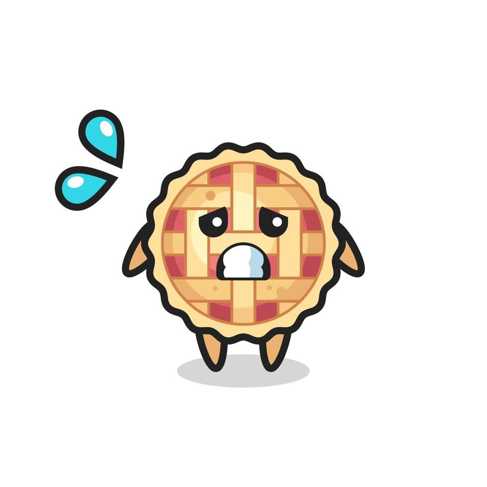 apple pie mascot character with afraid gesture vector