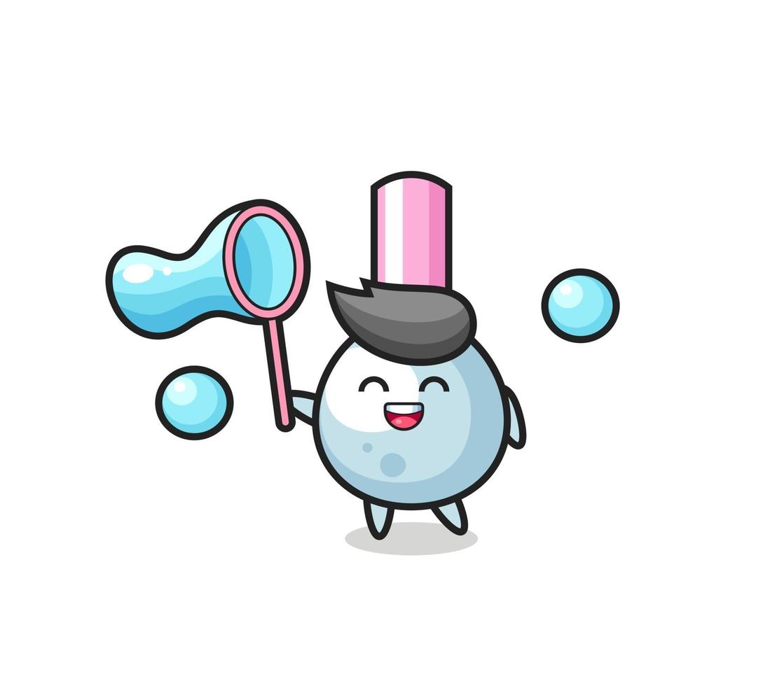 happy cotton bud cartoon playing soap bubble vector