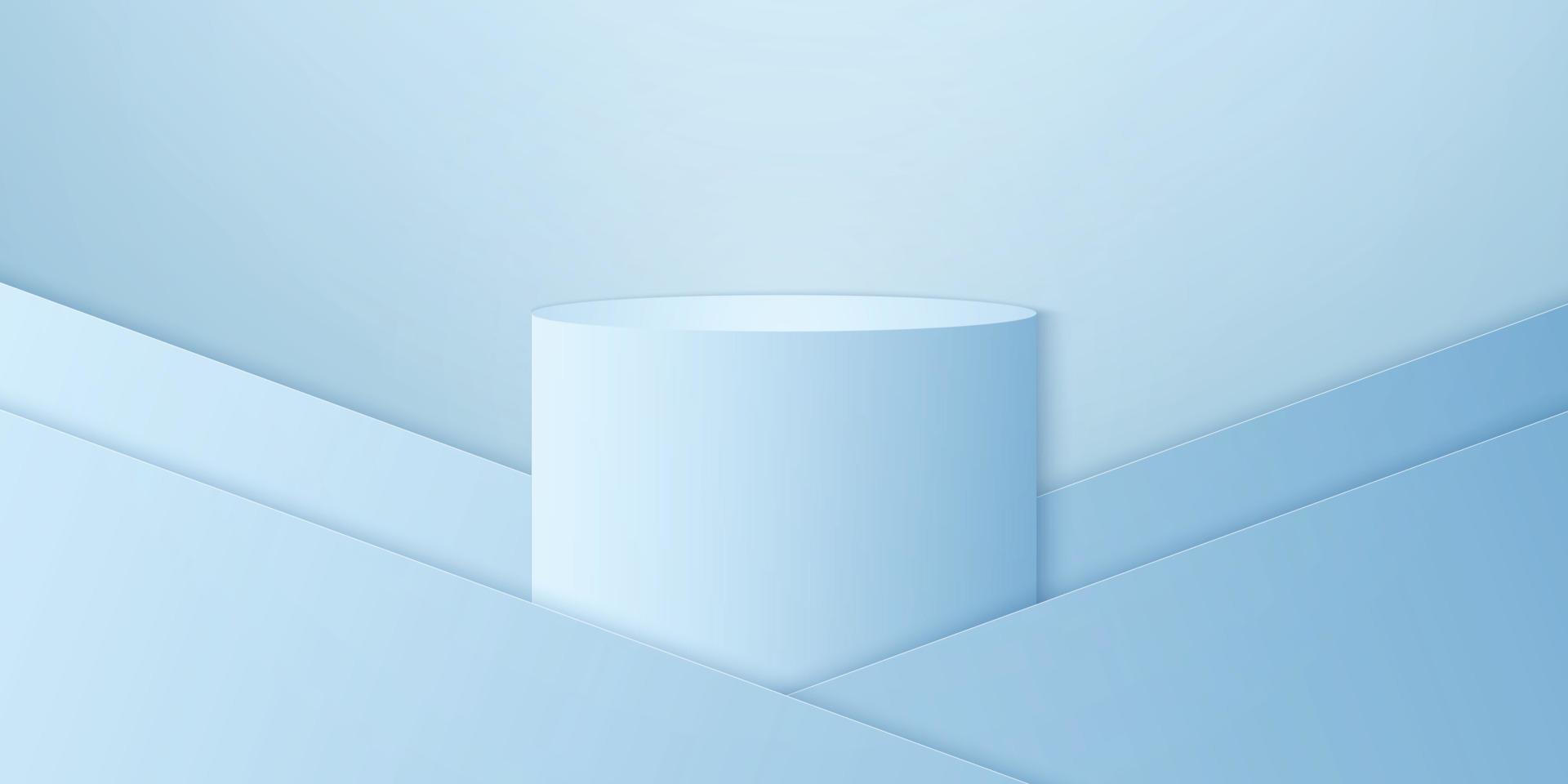 blue gradient round podium or pedestal, minimal product background, template mock up for display, geometric shape vector