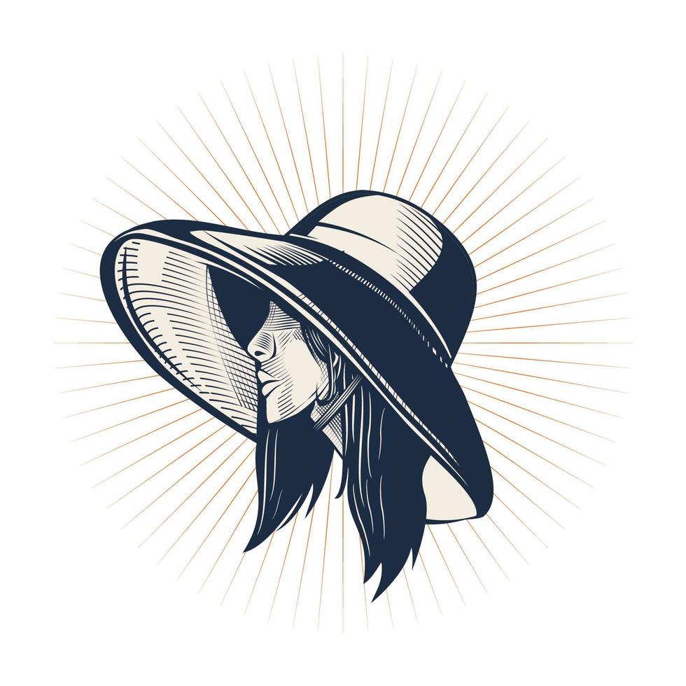 diseño de mujer vintage con sombrero vector