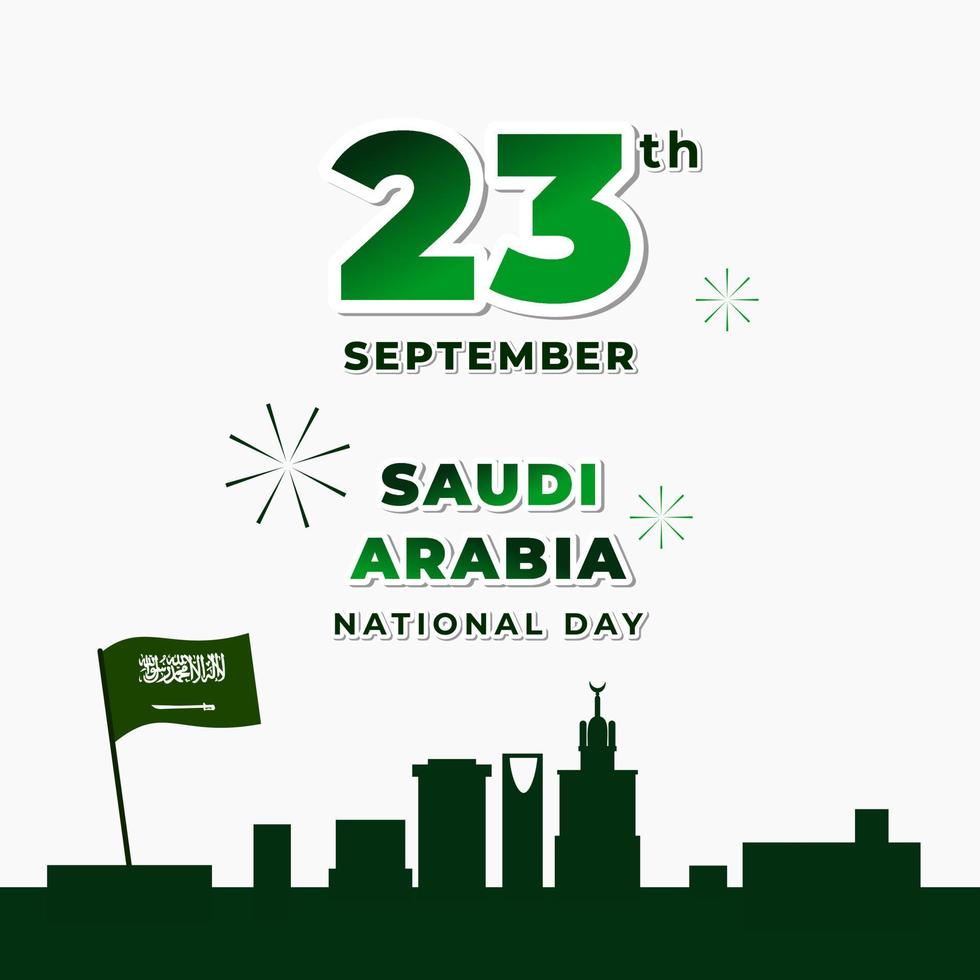 día nacional de arabia saudita con banderas y elemento simbólico de colores verdes vector