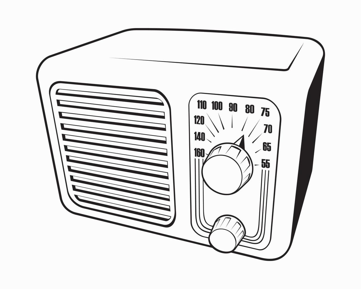 ilustración de conjunto de recepción de radio antigua vector