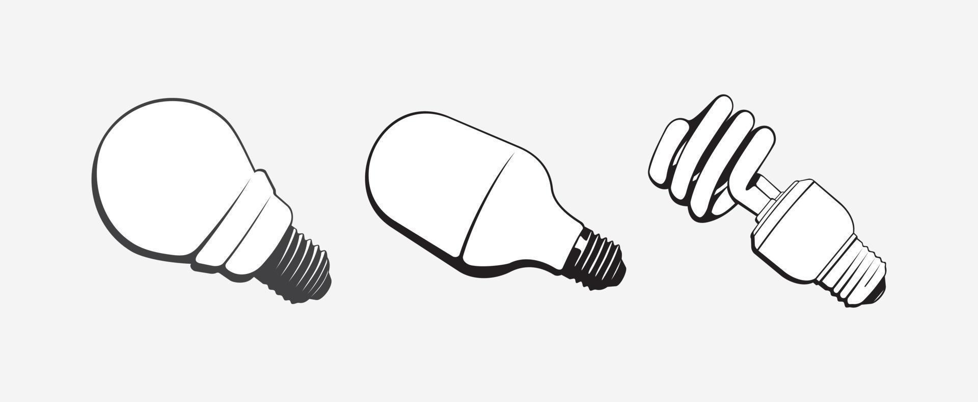 Precise vector illustration of led light bulbs