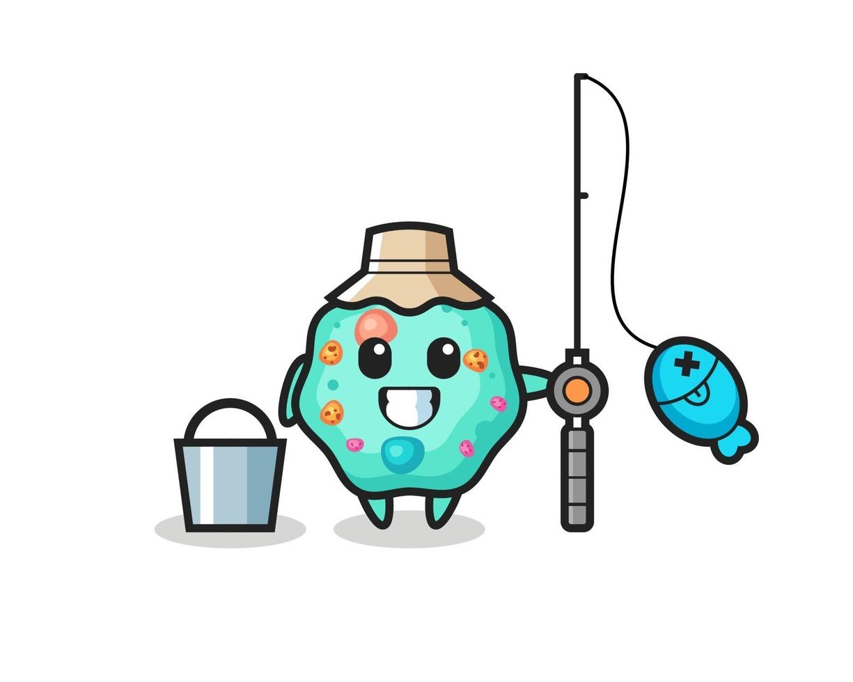 Mascot character of amoeba as a fisherman vector