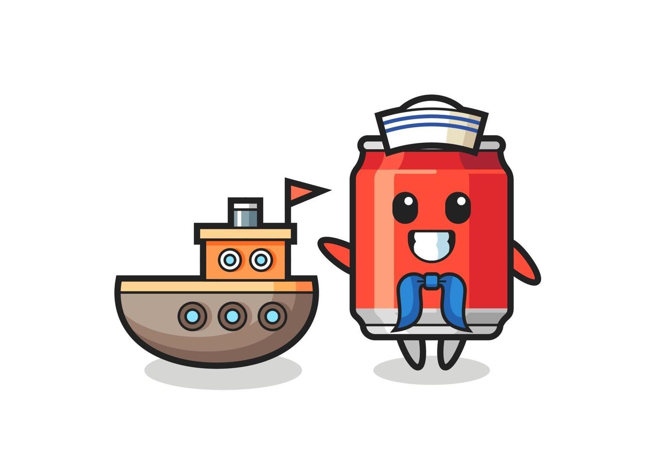 Character mascot of drink can as a sailor man vector