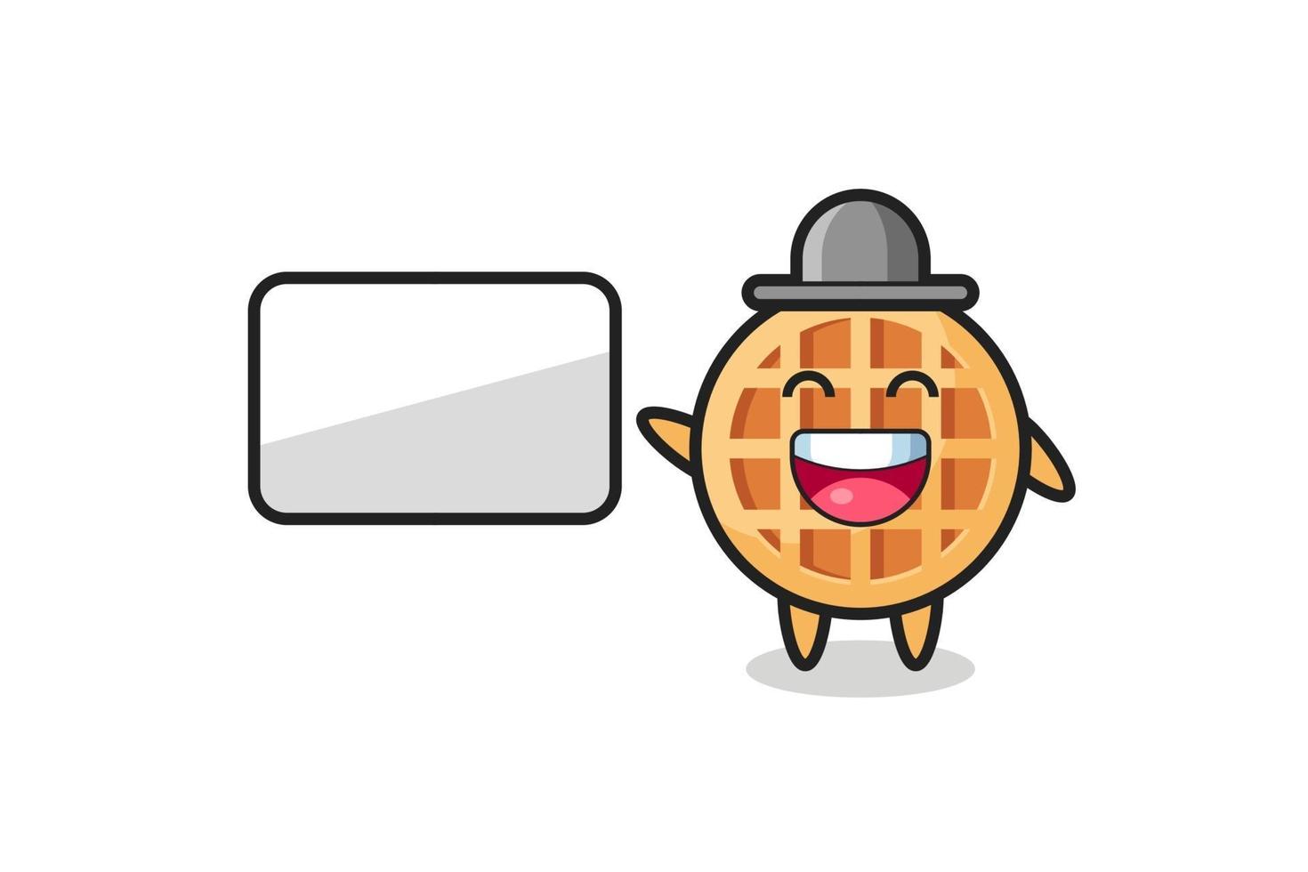 circle waffle cartoon illustration doing a presentation vector