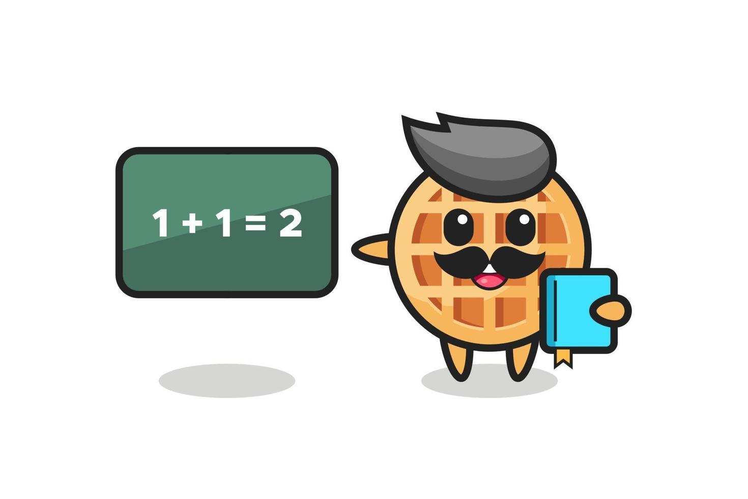 Illustration of circle waffle character as a teacher vector