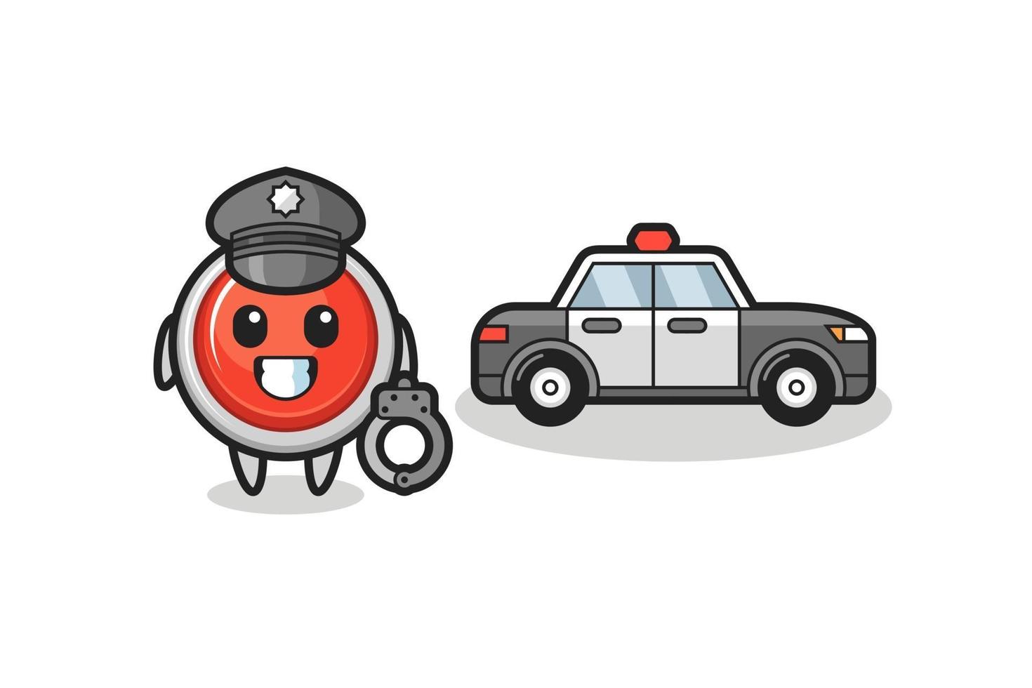 Cartoon mascot of emergency panic button as a police vector