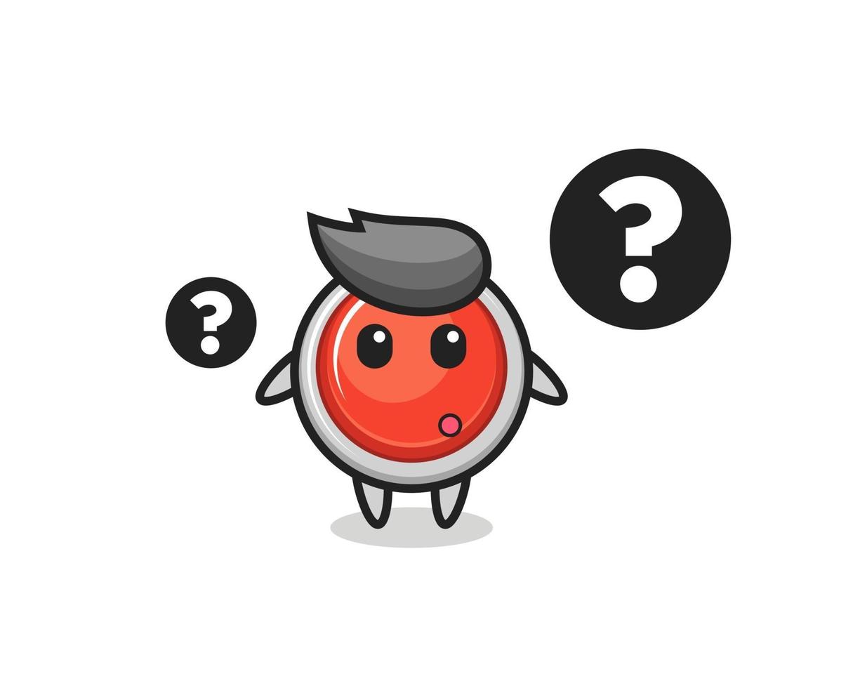 Cartoon Illustration of emergency panic button with the question mark vector