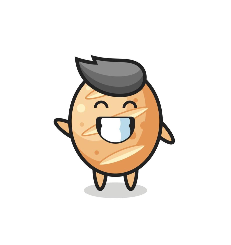 french bread cartoon character doing wave hand gesture vector