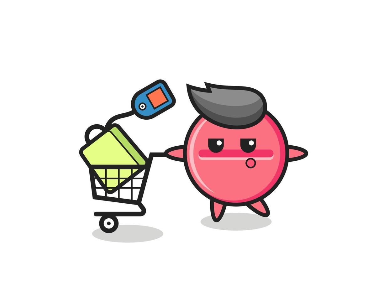 medicine tablet illustration cartoon with a shopping cart vector