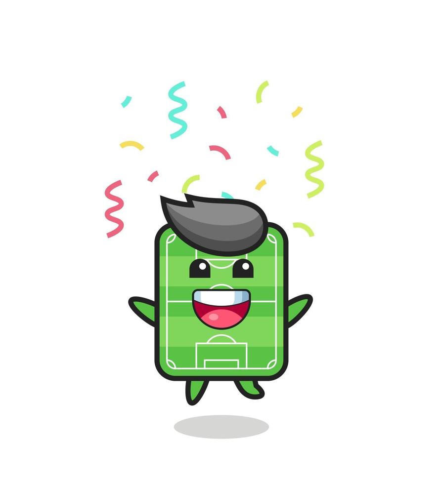 happy football field mascot jumping for congratulation vector