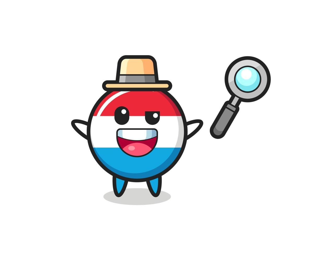 luxembourg flag mascot as a detective who manages to solve a case vector