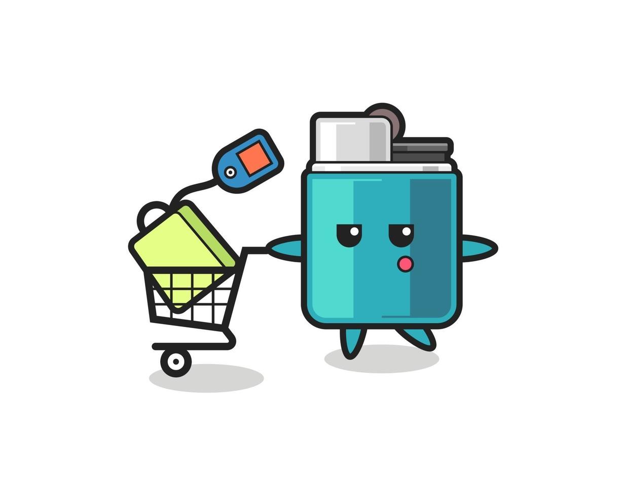 lighter illustration cartoon with a shopping cart vector