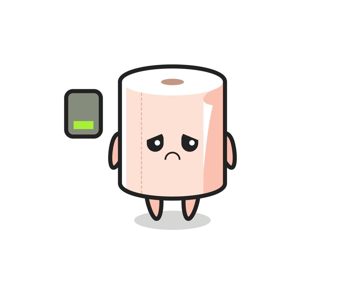 tissue roll mascot character doing a tired gesture vector