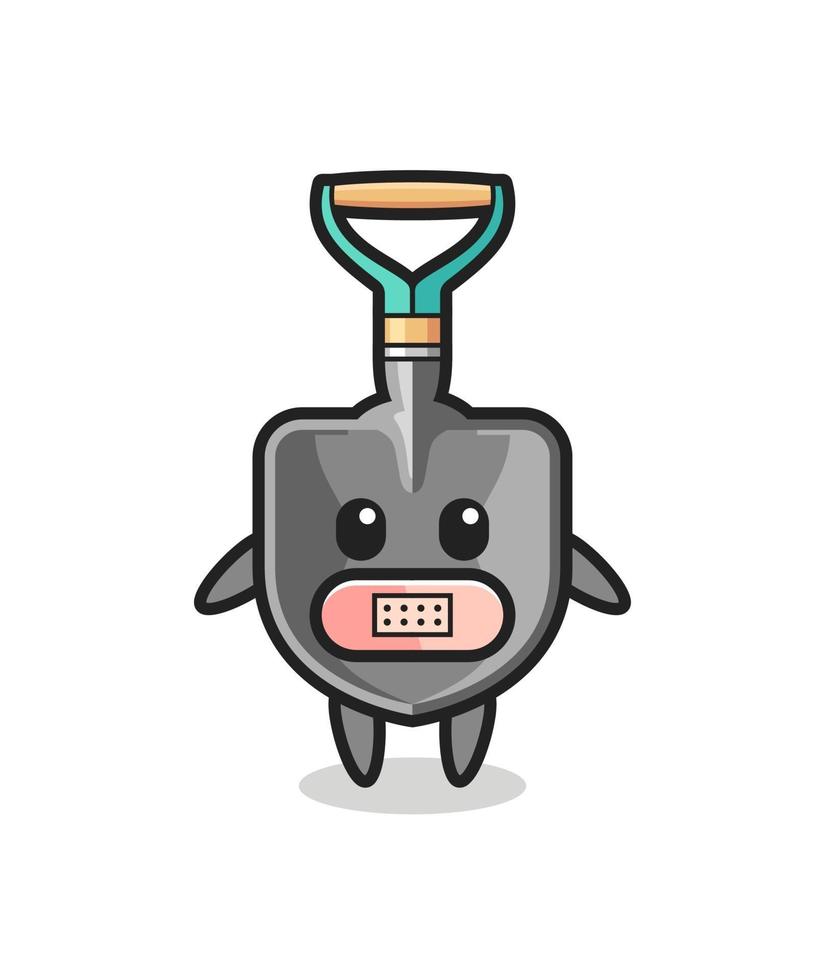 Cartoon Illustration of shovel with tape on mouth vector