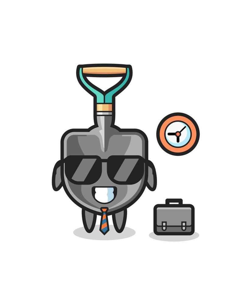 Cartoon mascot of shovel as a businessman vector