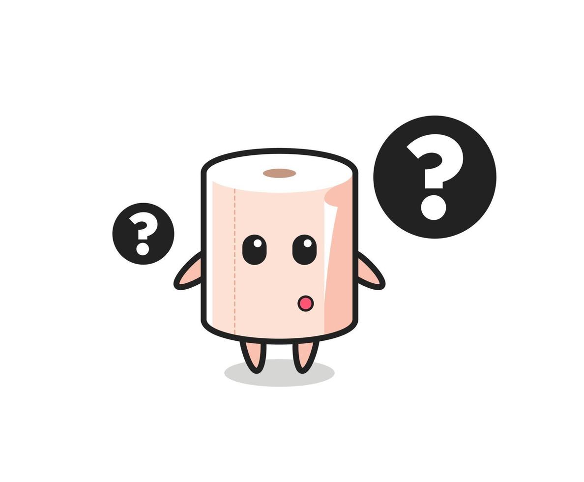 Cartoon Illustration of tissue roll with the question mark vector
