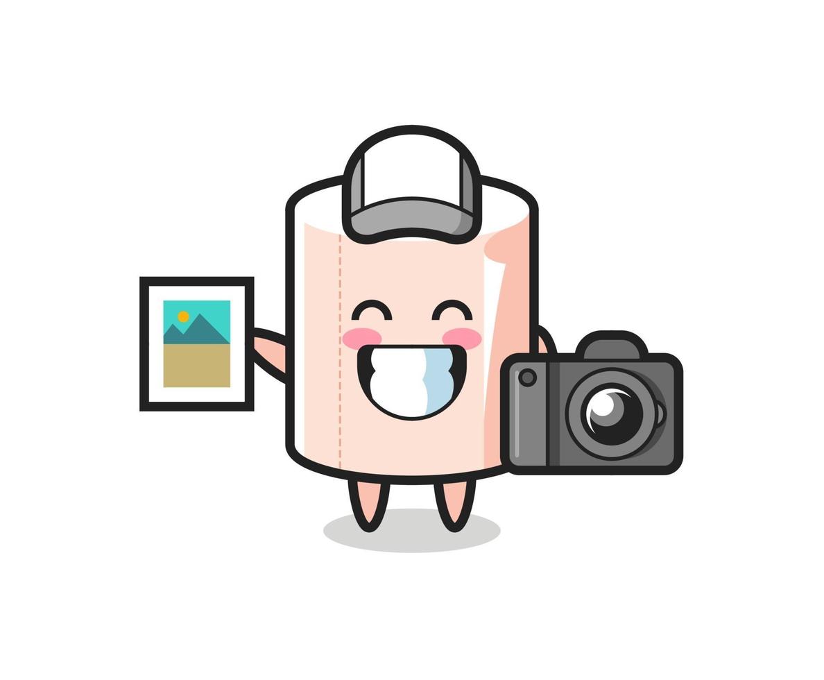 Character Illustration of tissue roll as a photographer vector