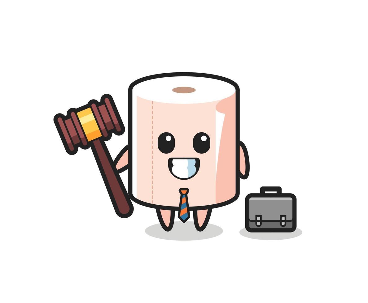 Ilustración de la mascota del rollo de papel como abogado. vector