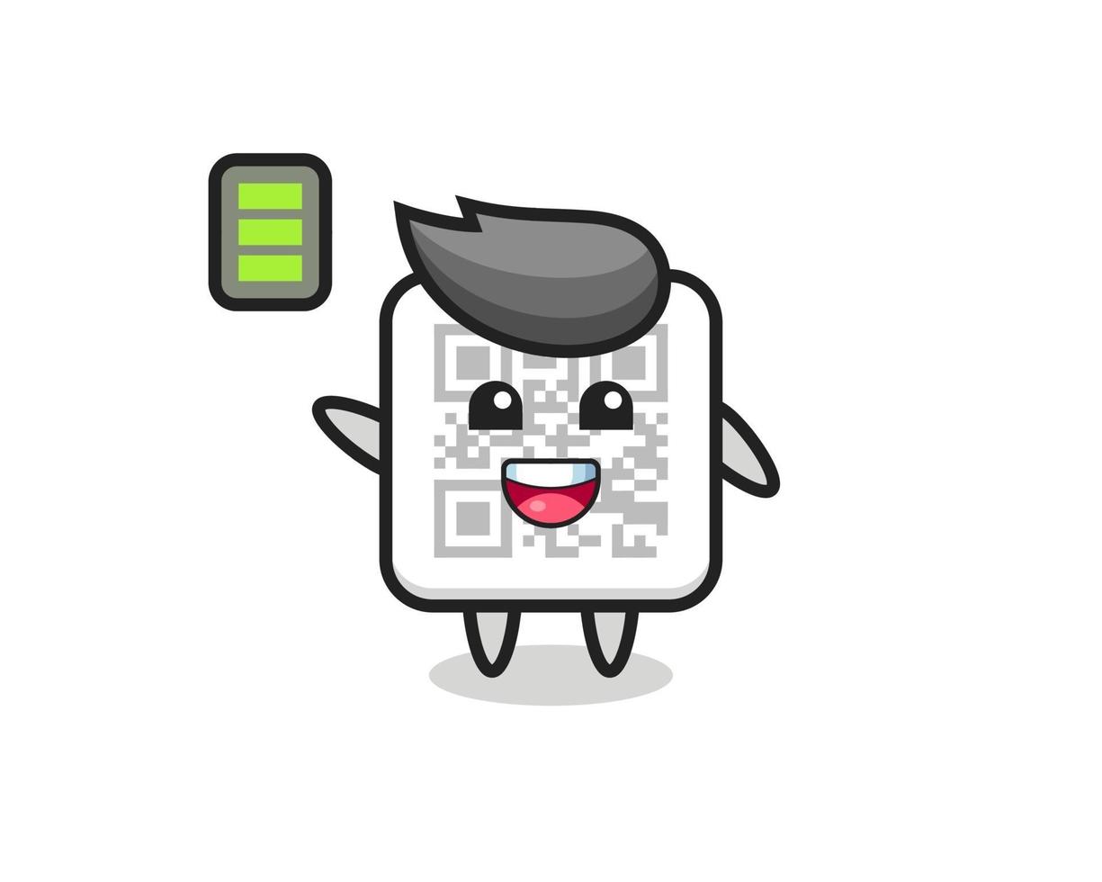 qr code mascot character with energetic gesture vector