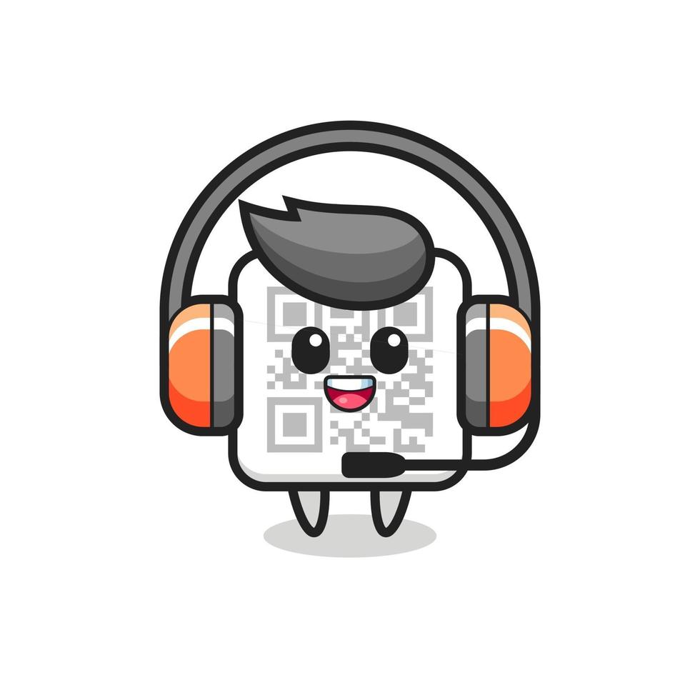 Cartoon mascot of qr code as a customer service vector