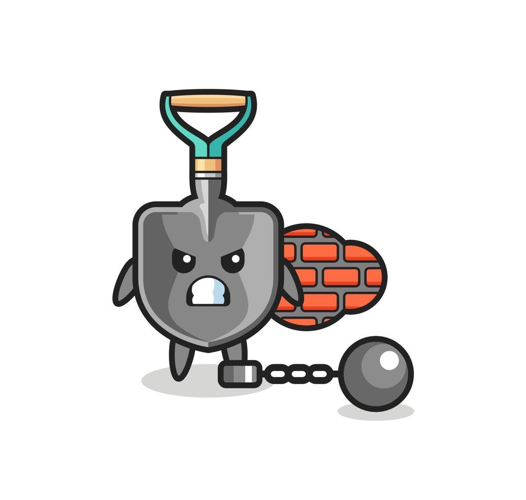 Character mascot of shovel as a prisoner vector