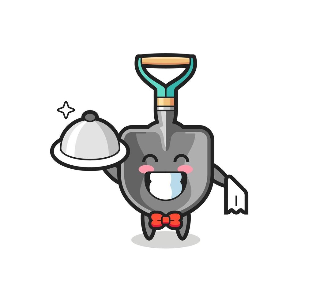 Mascota de personaje de pala como camareros. vector