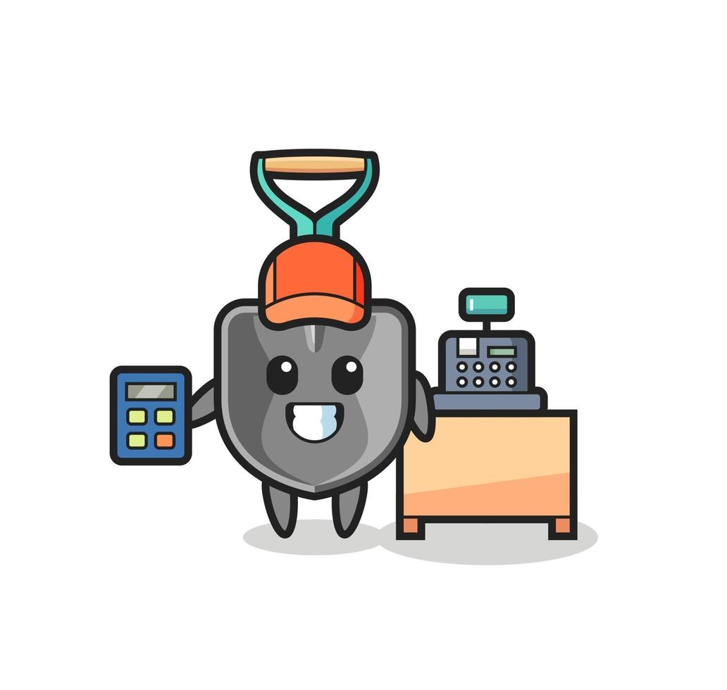 Illustration of shovel character as a cashier vector
