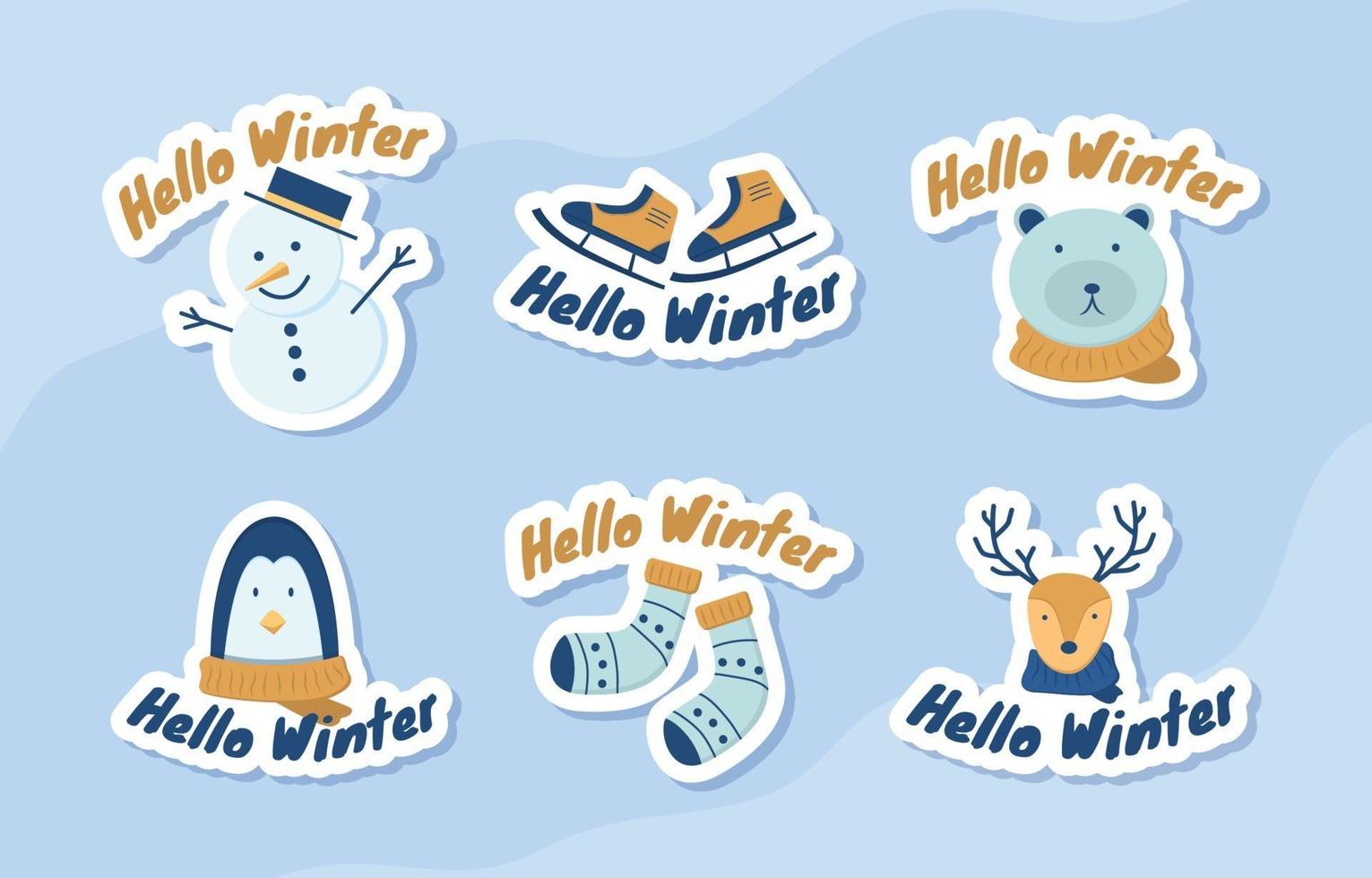 conjunto de pegatinas de fiesta de invierno vector