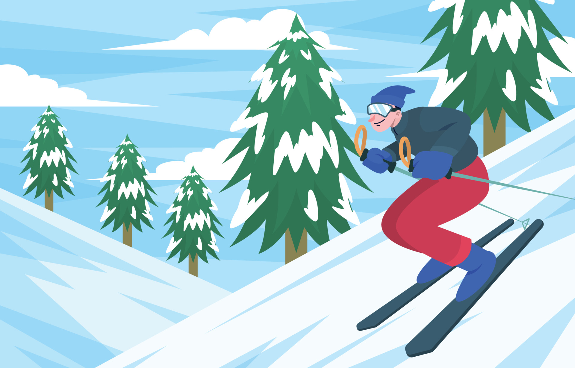 Enjoyed the Winter by Skiing in the Mountain 3483134 Vector Art at Vecteezy